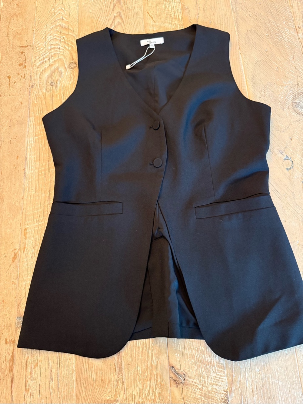 Edit by Nine Classic Black Tailored Long 2 Button Vest M
